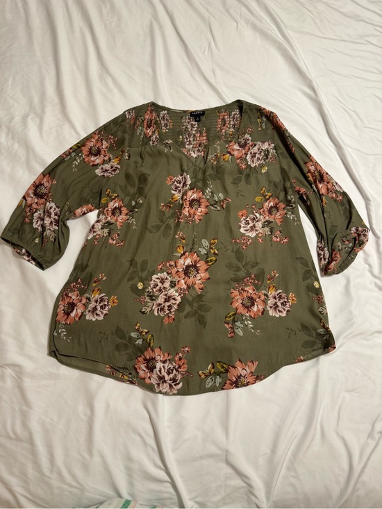 torrid Tops - torrid Olive Green Floral Tunic Top
